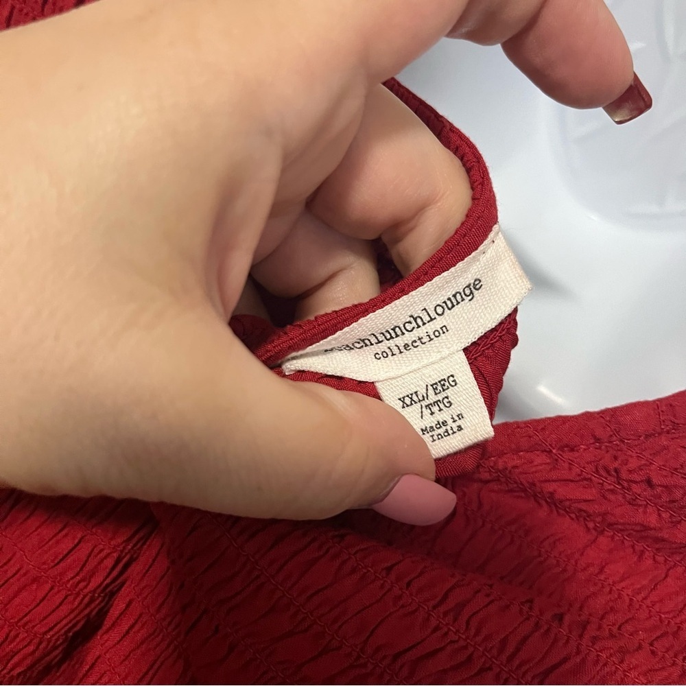 NWT beachlunchlounge Red Long Sleeve Dress Ruffles Smocking Plus Size XXL - Picture 6 of 8